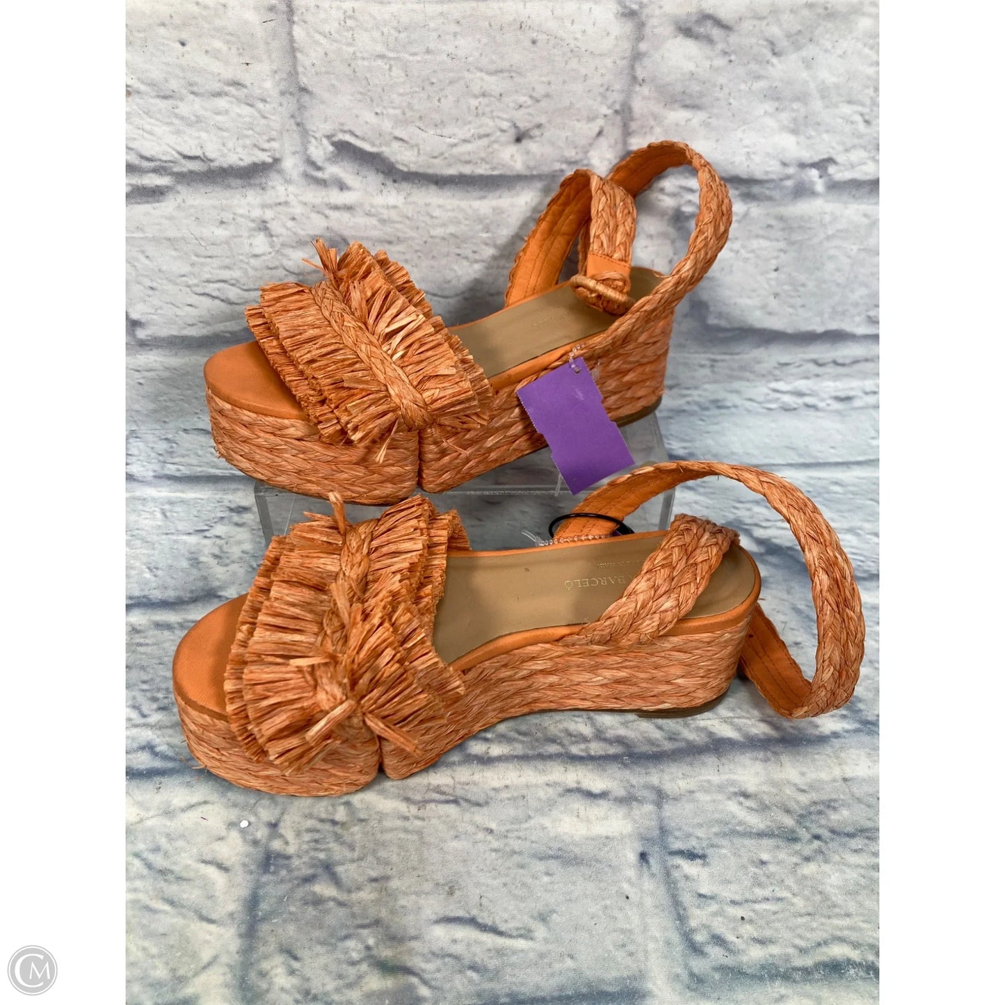 Sandals Heels Platform By Clothes Mentor In Orange, Size: 6.5