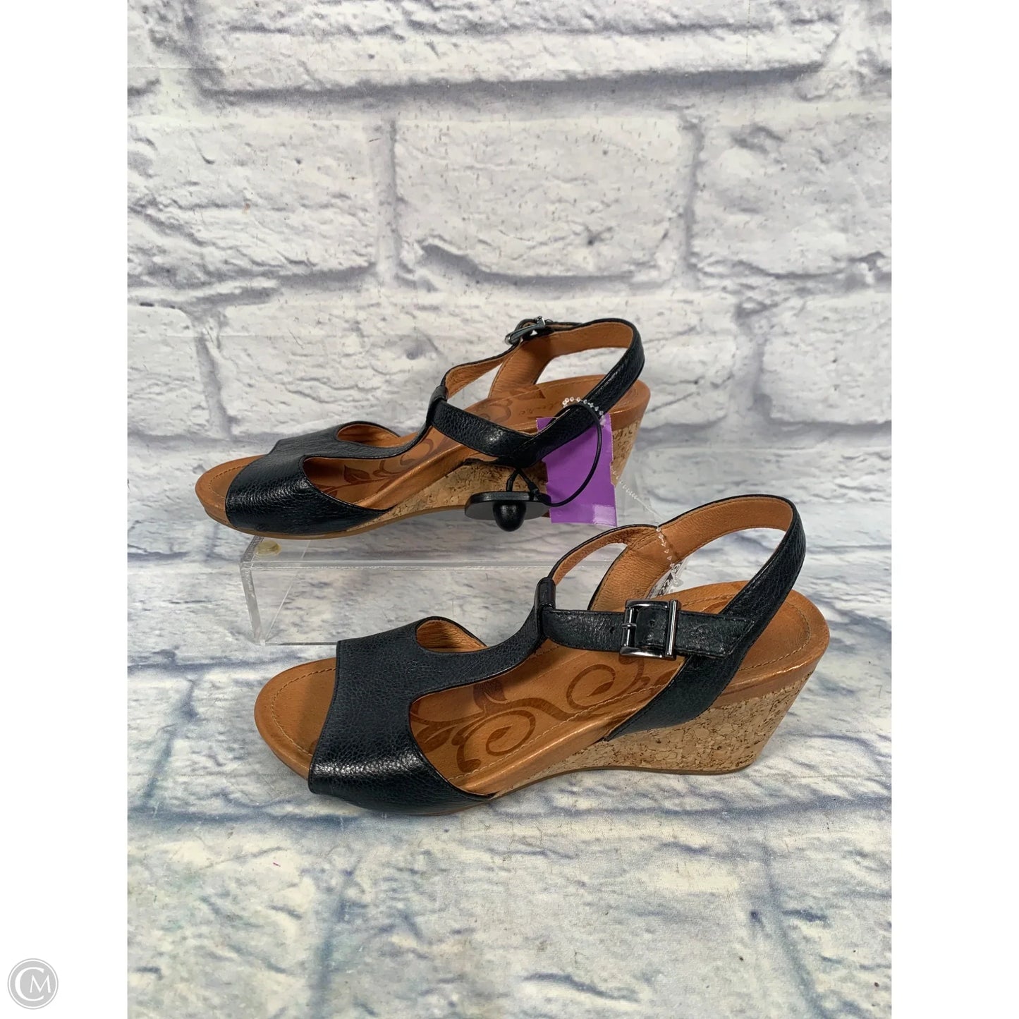 Sandals Heels Wedge By Nurture In Black & Brown, Size: 7