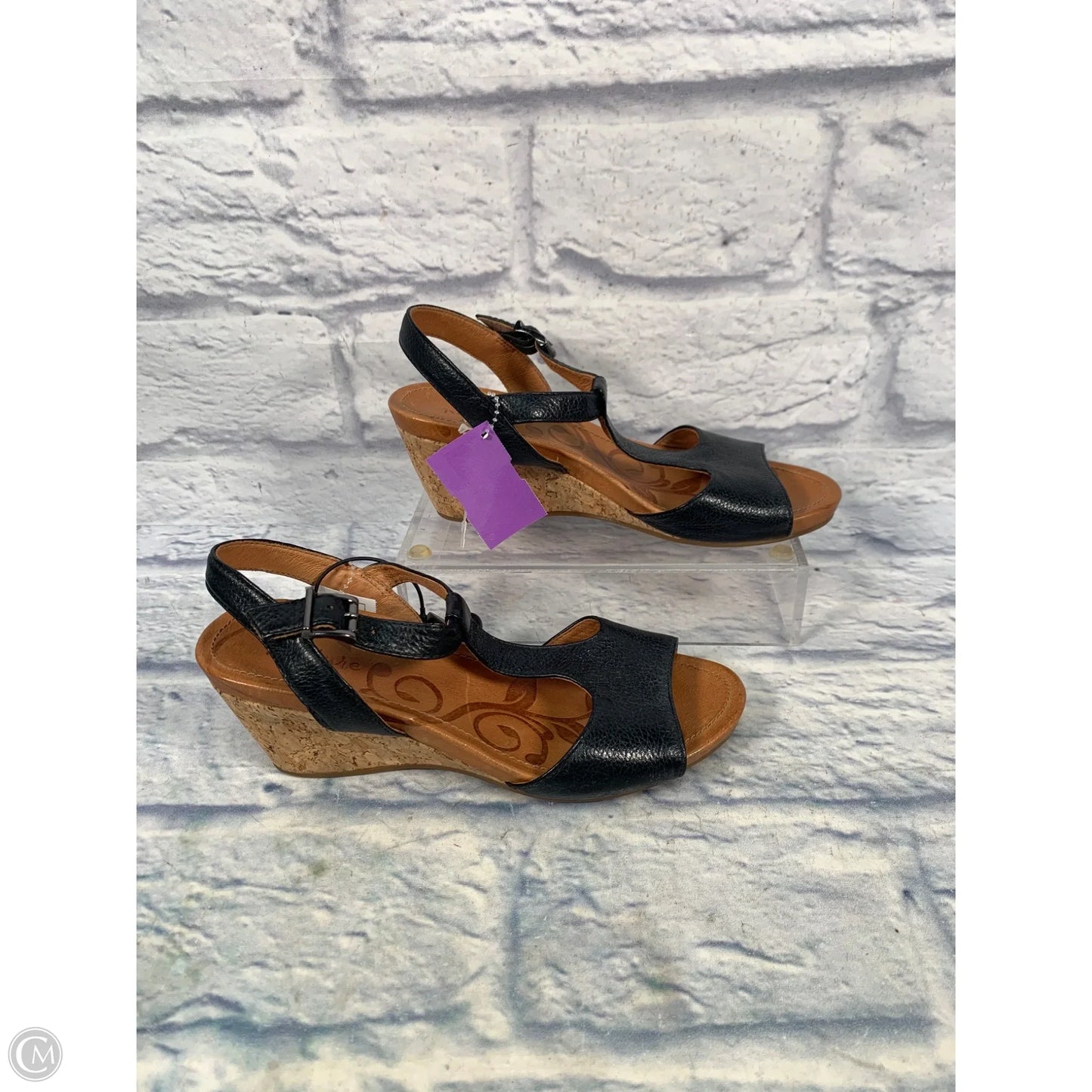 Sandals Heels Wedge By Nurture In Black & Brown, Size: 7