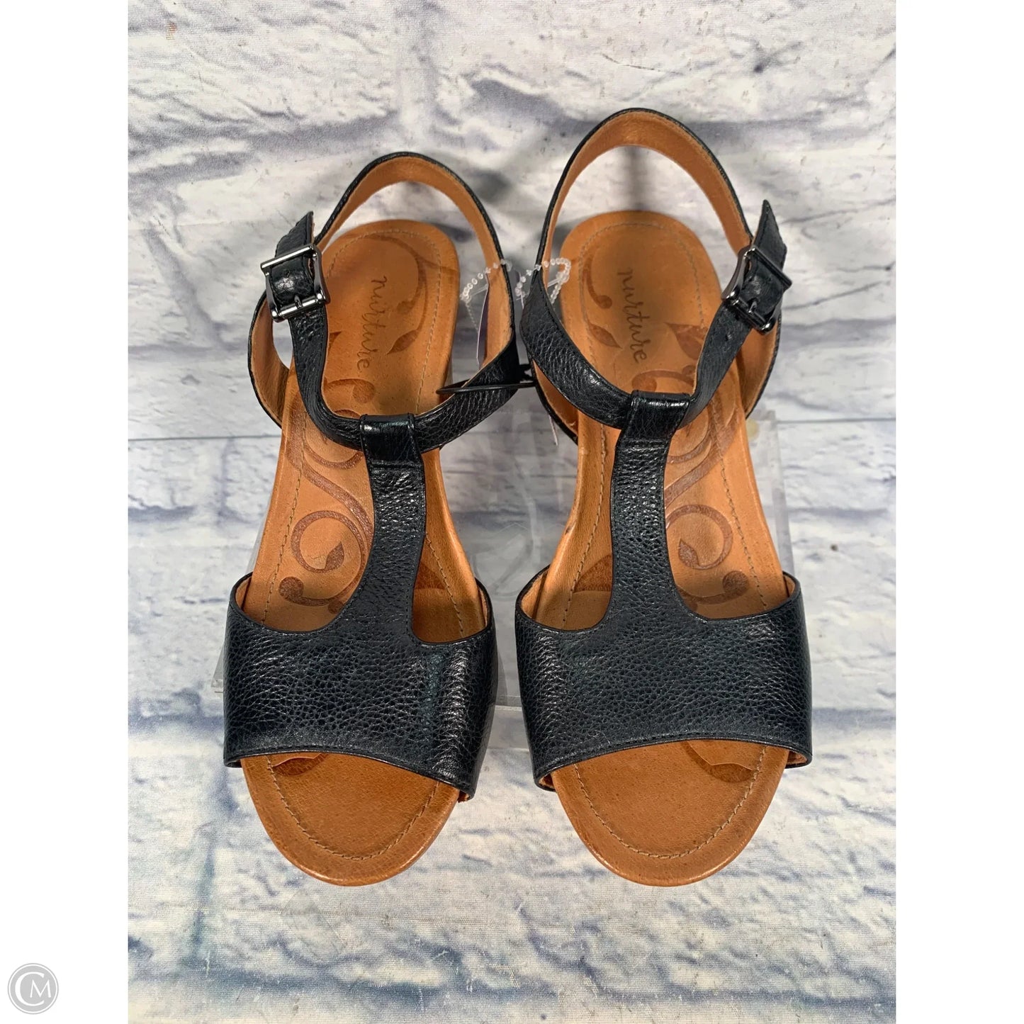 Sandals Heels Wedge By Nurture In Black & Brown, Size: 7