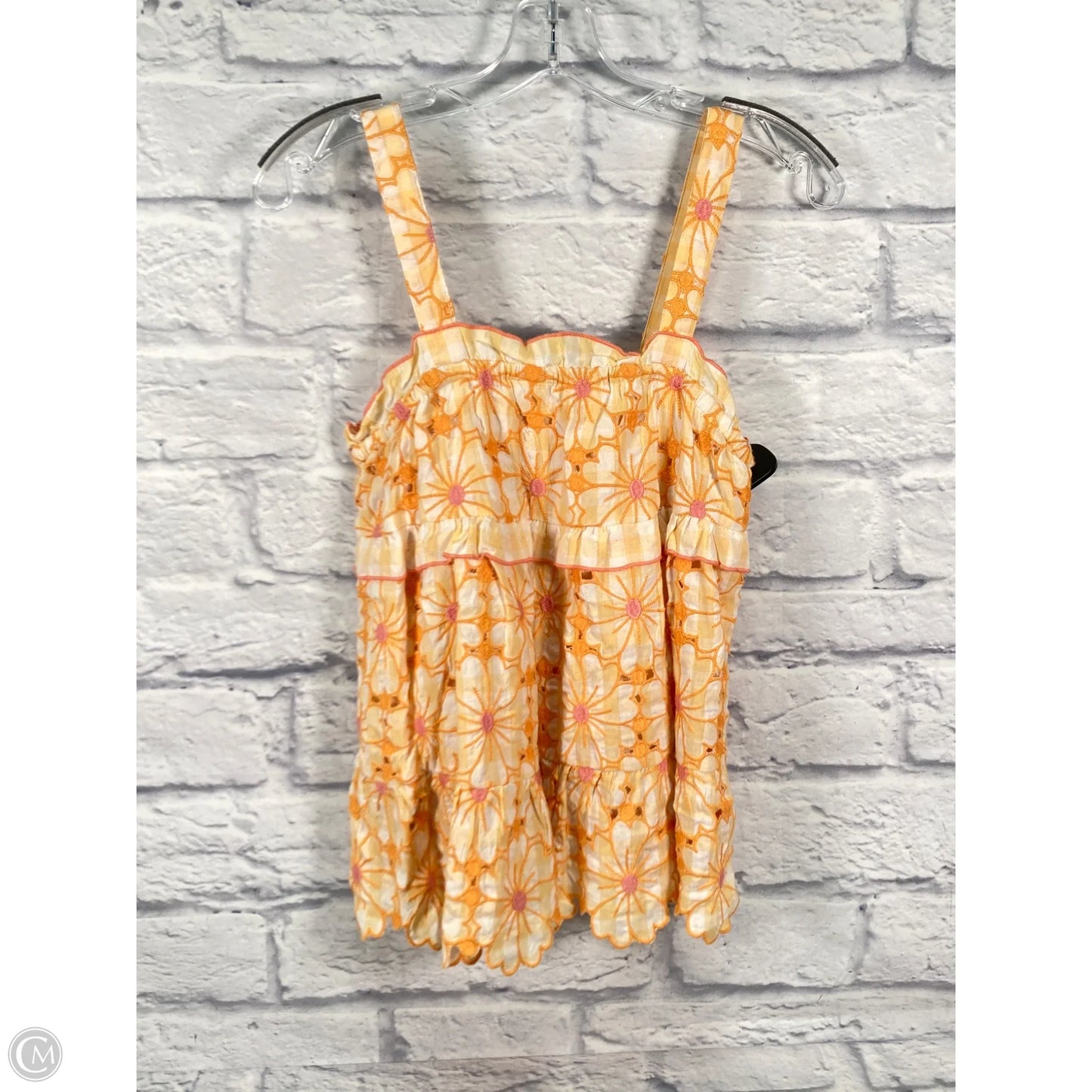 Top Sleeveless By Anthropologie In Orange & White, Size: Xxs