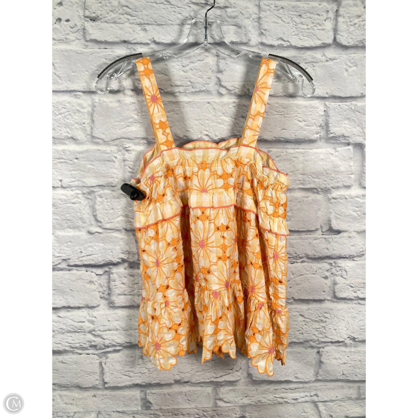 Top Sleeveless By Anthropologie In Orange & White, Size: Xxs