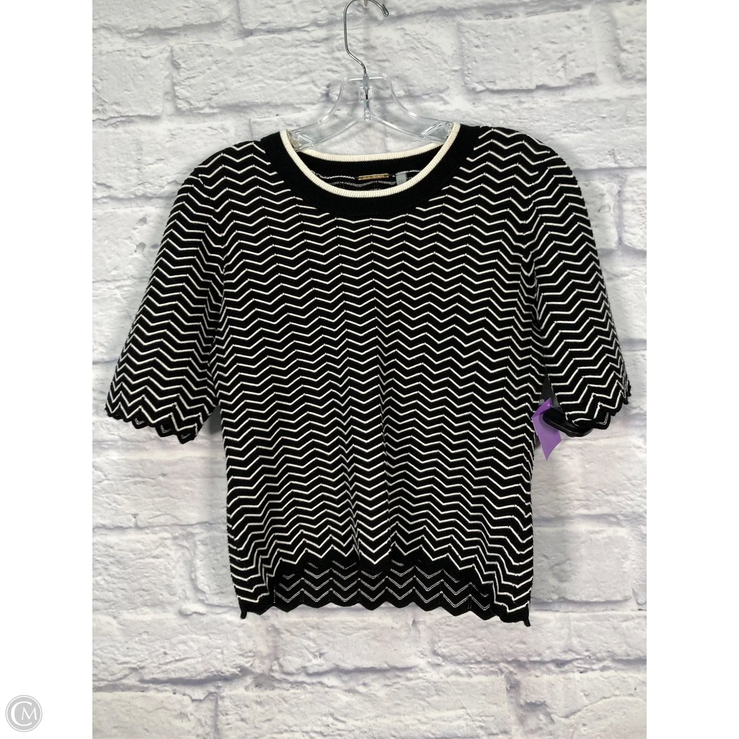 Top Short Sleeve By Elie Tahari In Black & White, Size: S