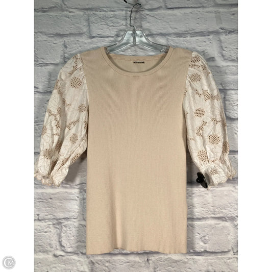 Top Short Sleeve By Elie Tahari In Tan & White, Size: S