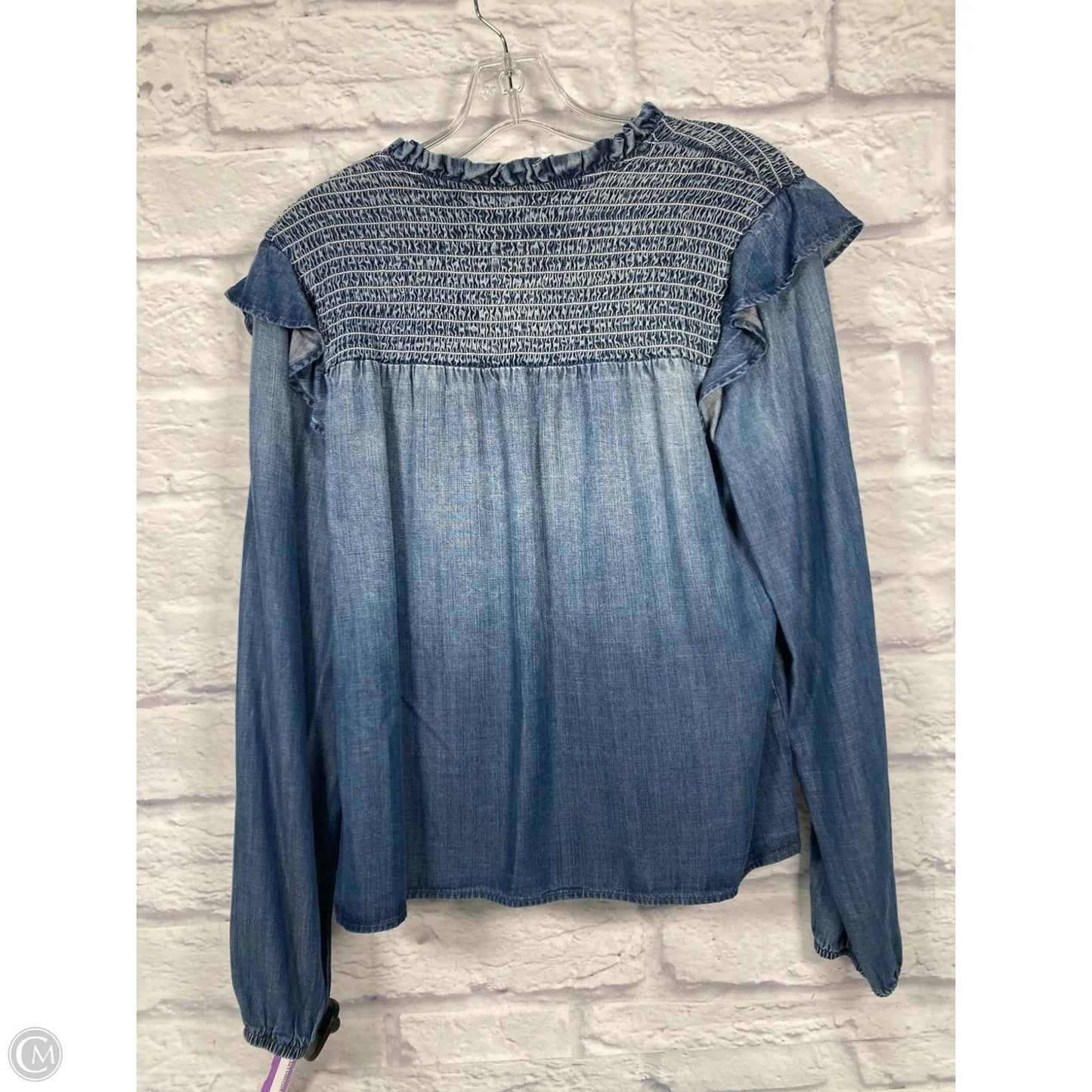 Top Long Sleeve By Cloth & Stone In Blue Denim, Size: S