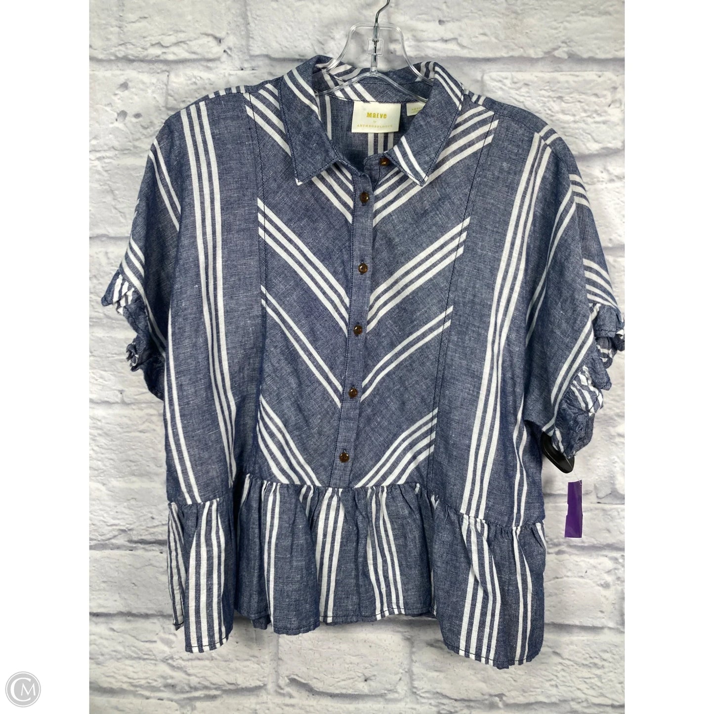 Top Short Sleeve By Maeve In Striped Pattern, Size: S
