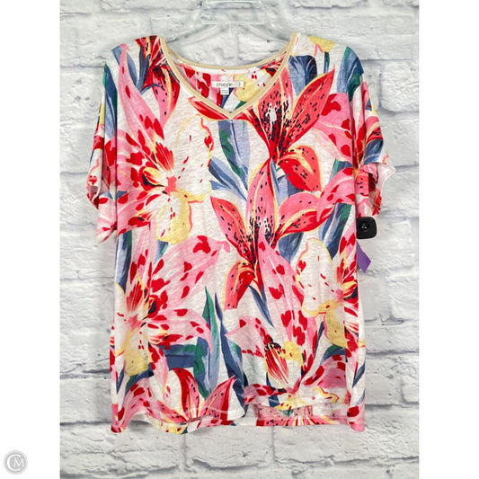 Top Short Sleeve By Chicos In Multi-colored, Size: L