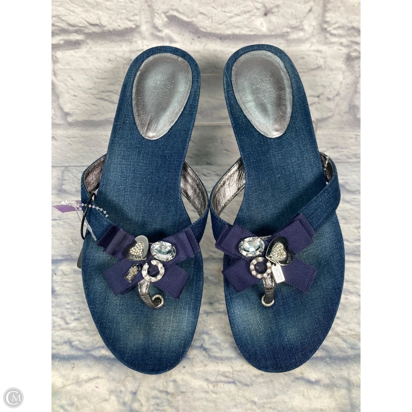 Sandals Designer By Coach In Blue Denim, Size: 8.5