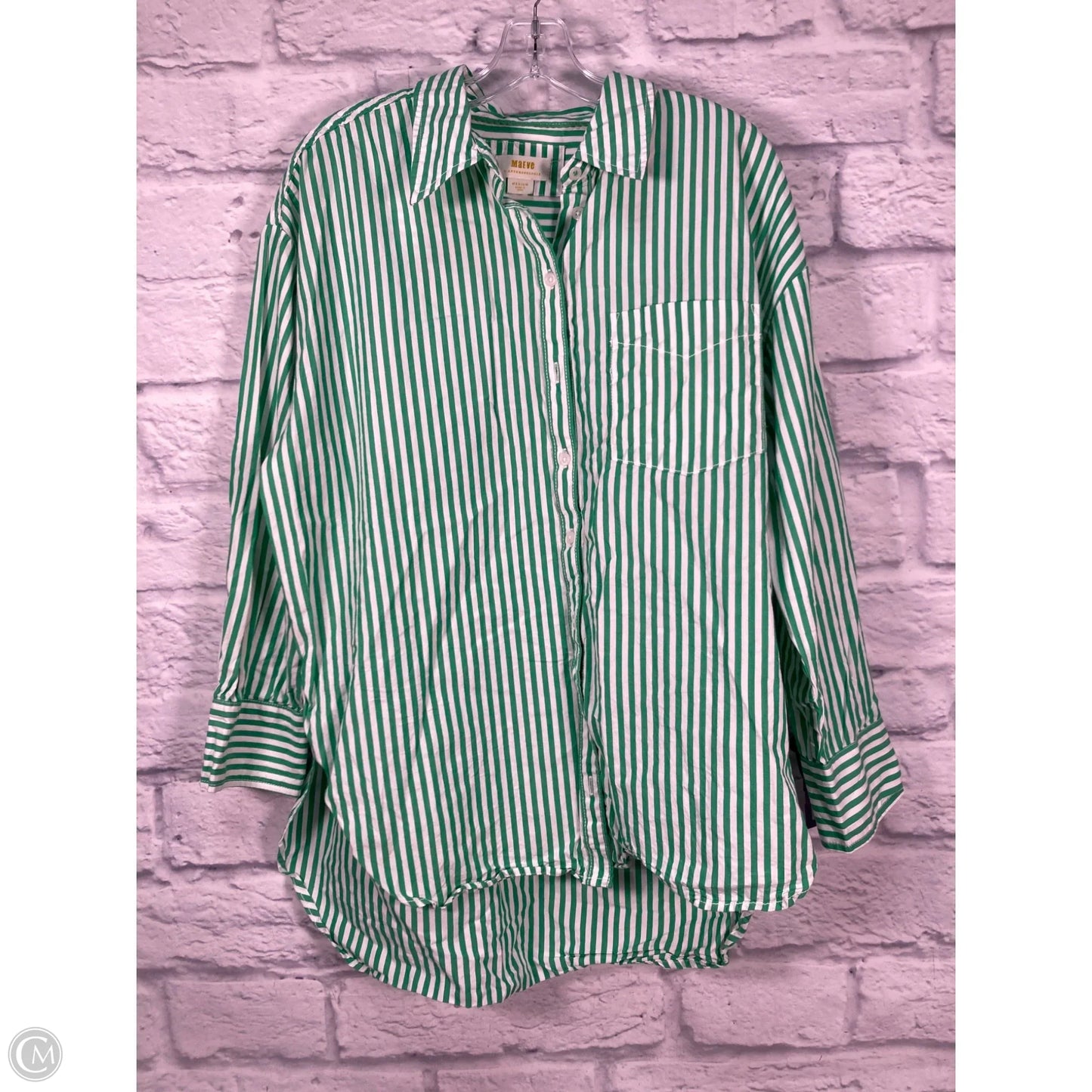 Top Long Sleeve By Maeve In Striped Pattern, Size: M