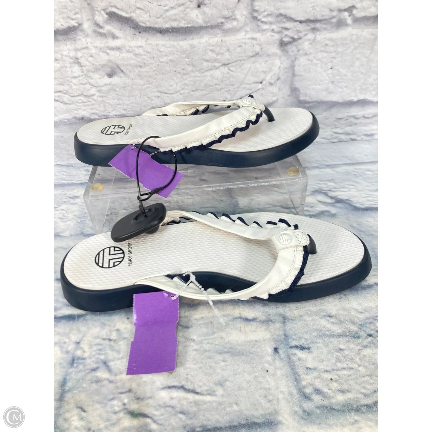 Sandals Designer By Tory Burch In Black & White, Size: 8
