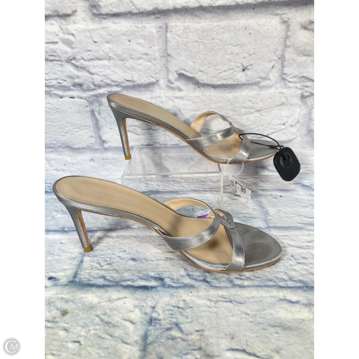 Sandals Designer By Stuart Weitzman In Silver, Size: 9