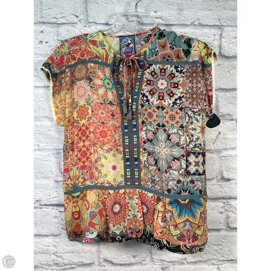 Blouse Short Sleeve By Johnny Was In Multi-colored, Size: Xs
