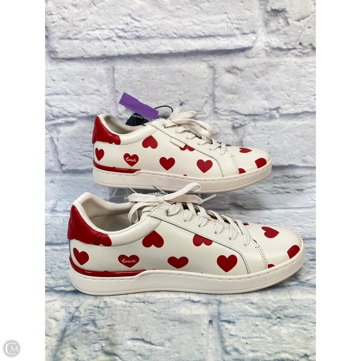 Shoes Designer By Coach In Cream & Red, Size: 9