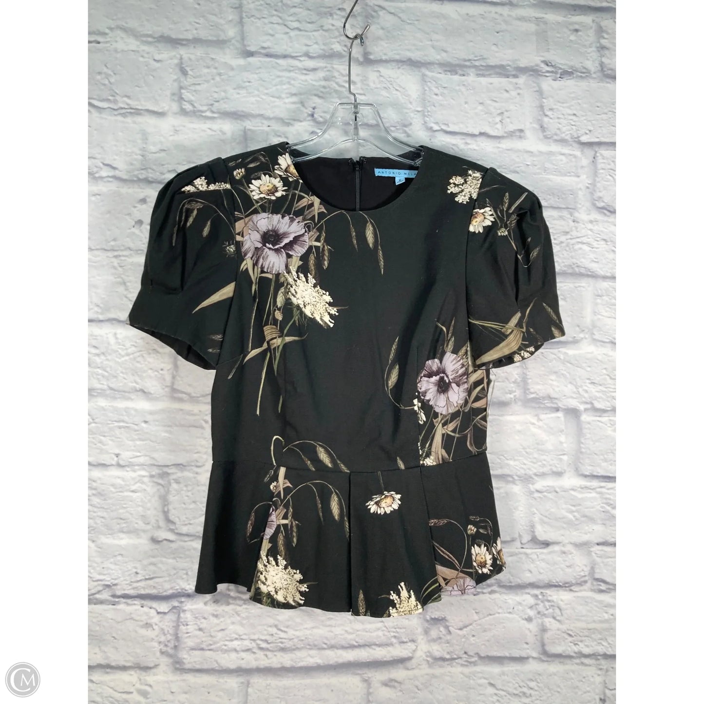 Top Short Sleeve By Antonio Melani In Black & Purple, Size: S