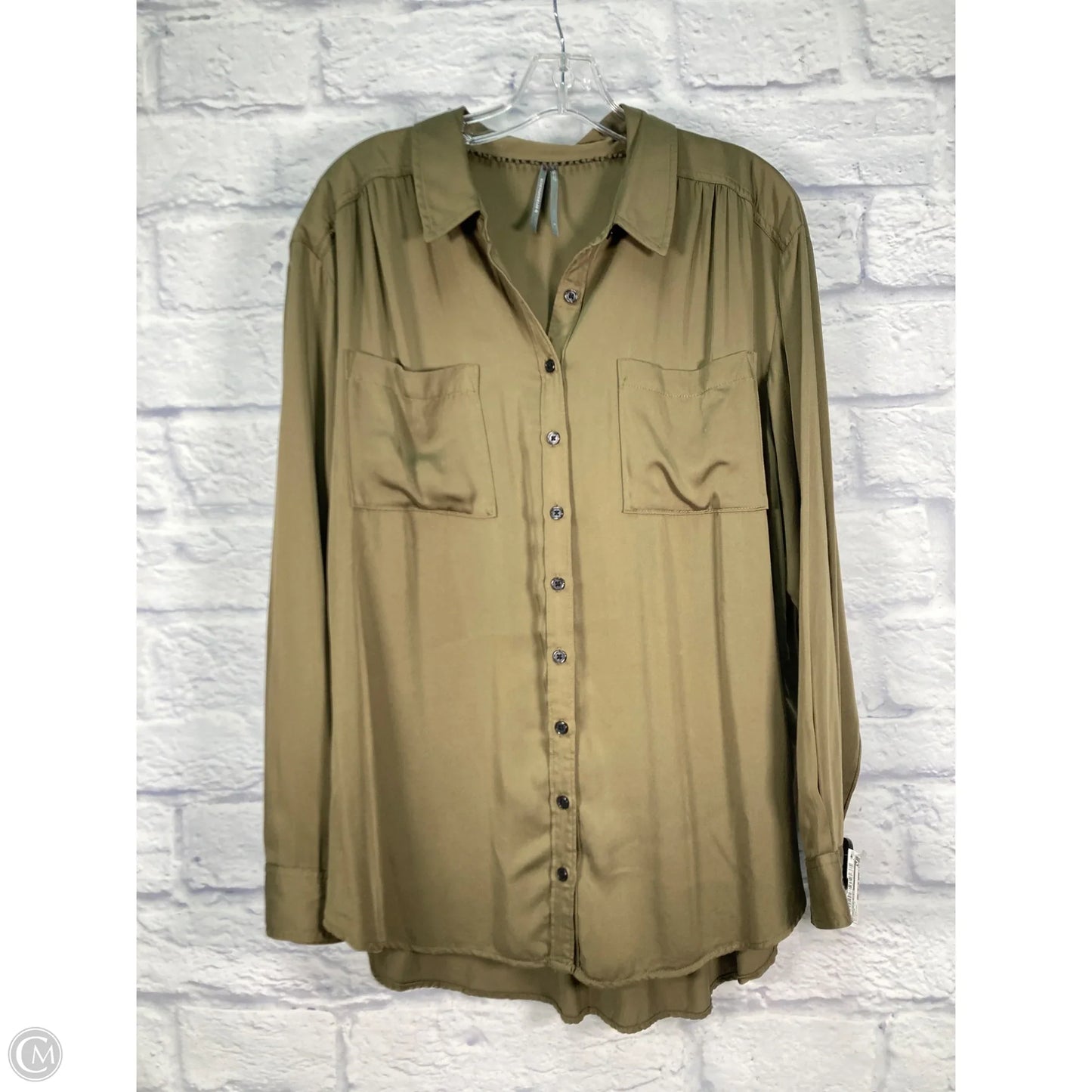 Blouse Long Sleeve By Anthropologie In Green, Size: L