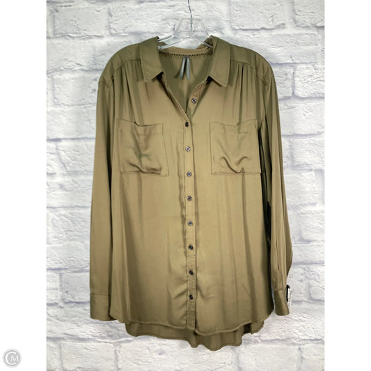 Blouse Long Sleeve By Anthropologie In Green, Size: L
