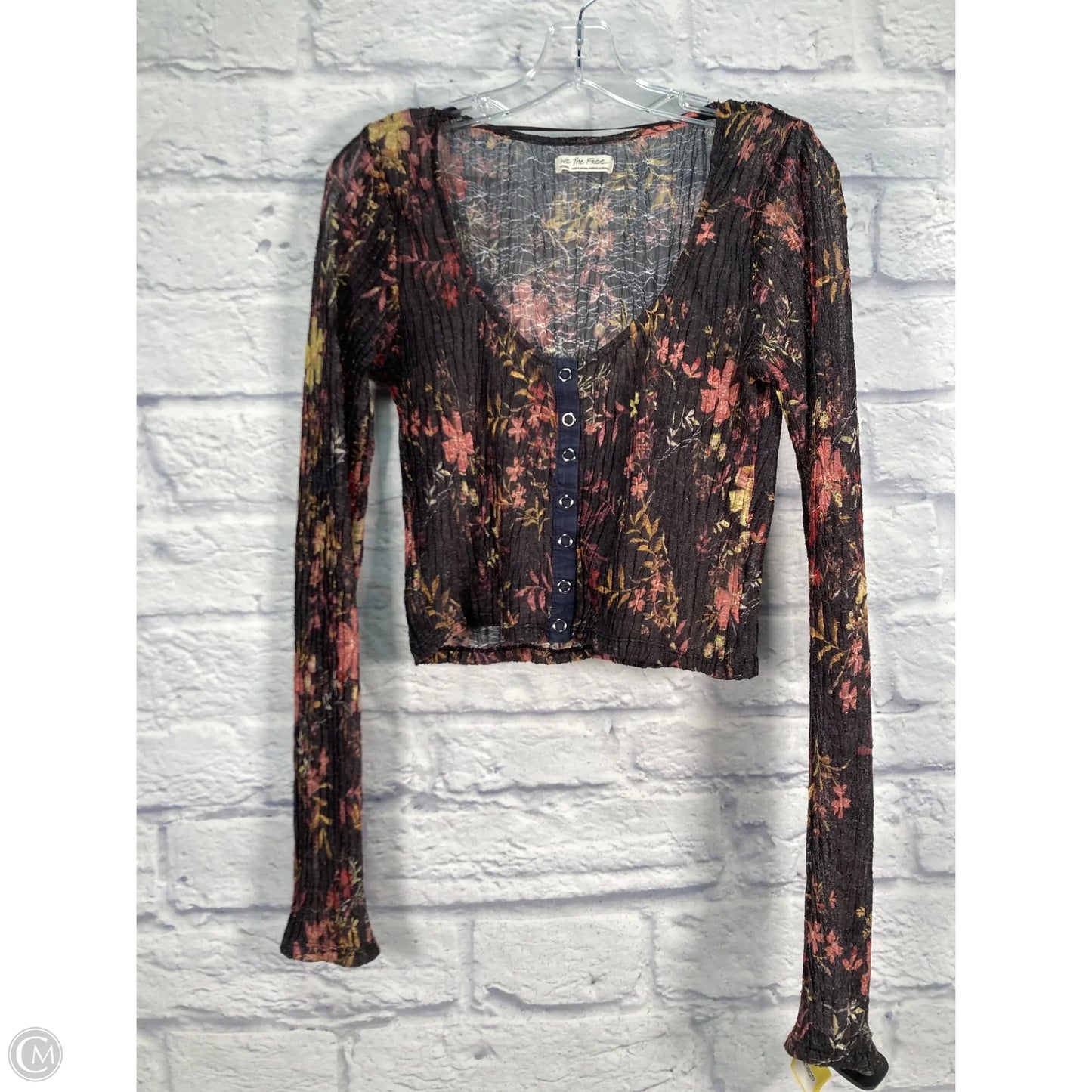 Top Long Sleeve By We The Free In Black & Pink, Size: M