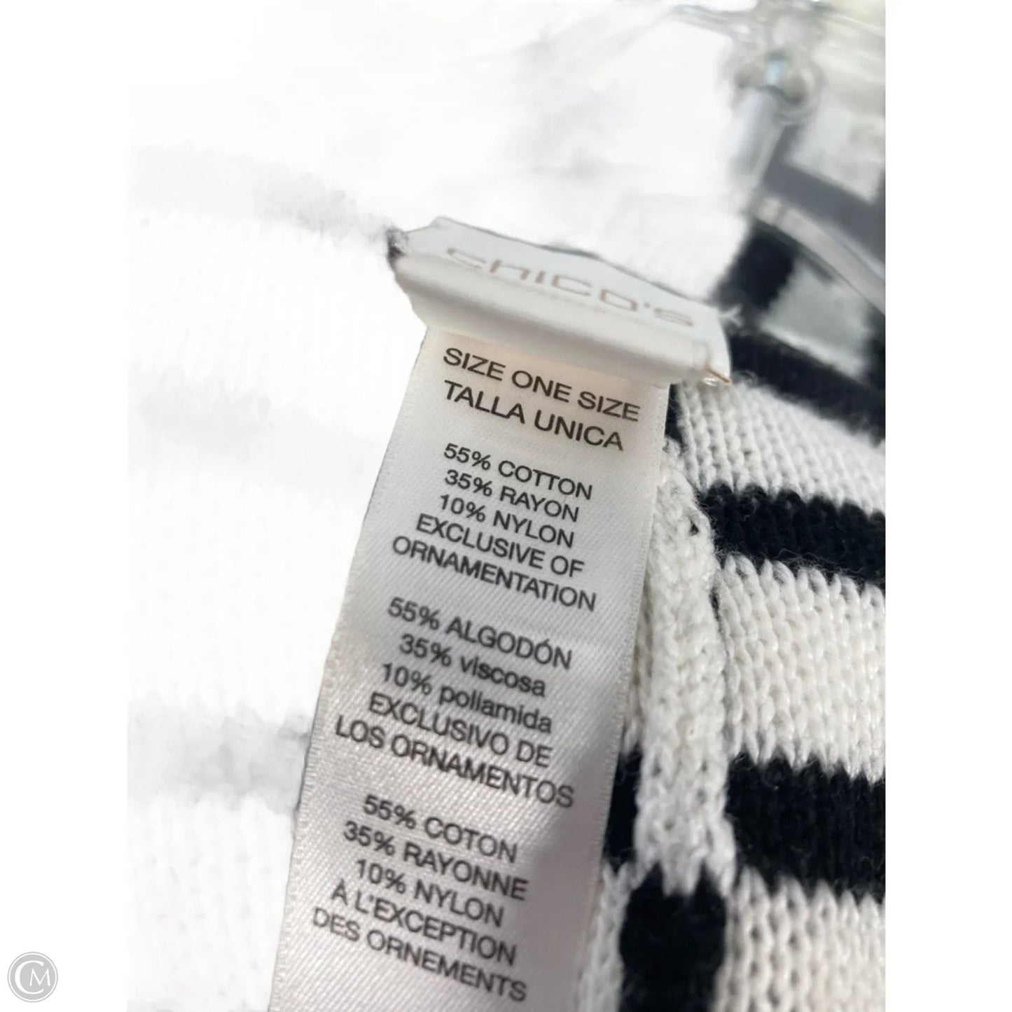 Poncho By Chicos In Black & White, Size: Osfm