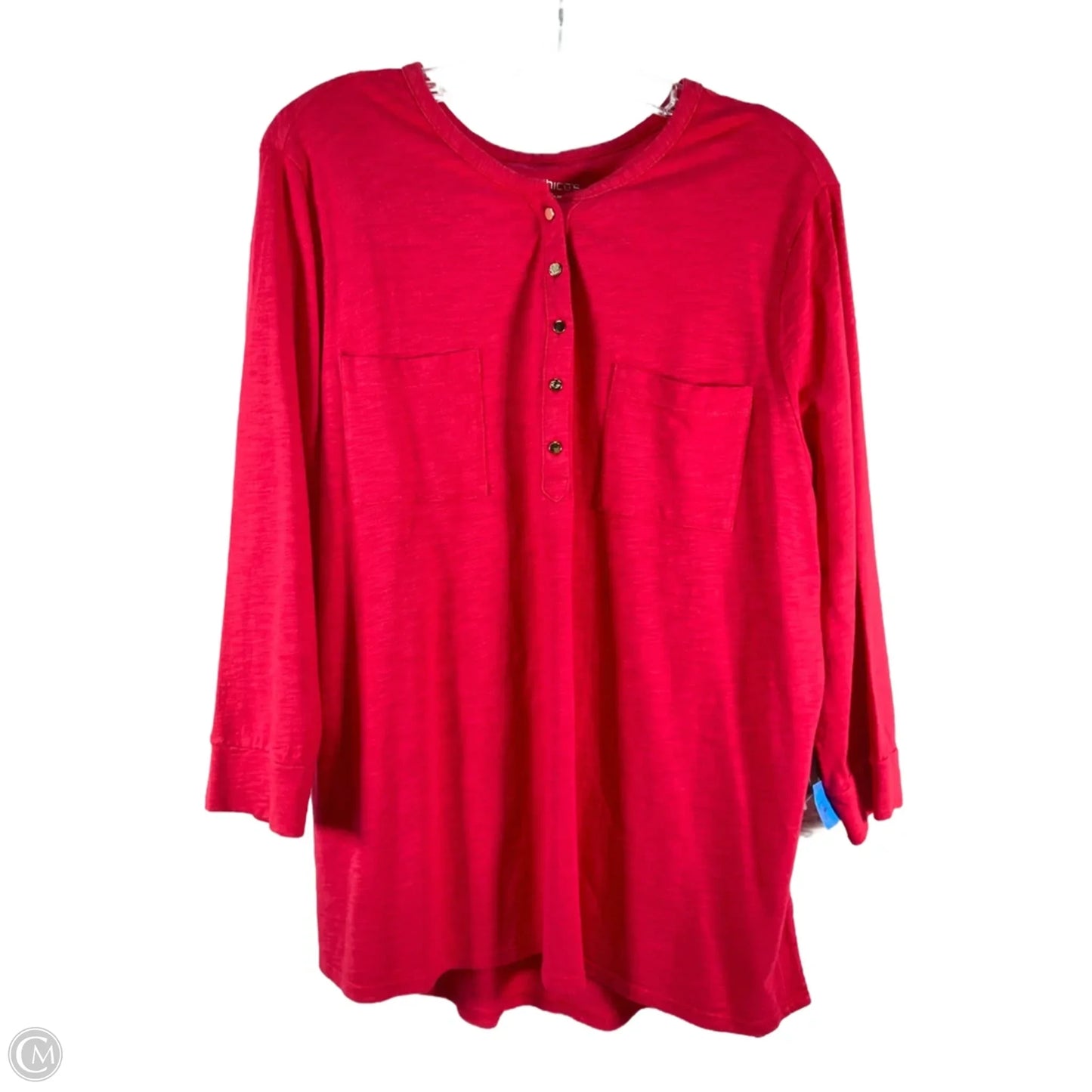 Top 3/4 Sleeve By Chicos In Pink, Size: Xl