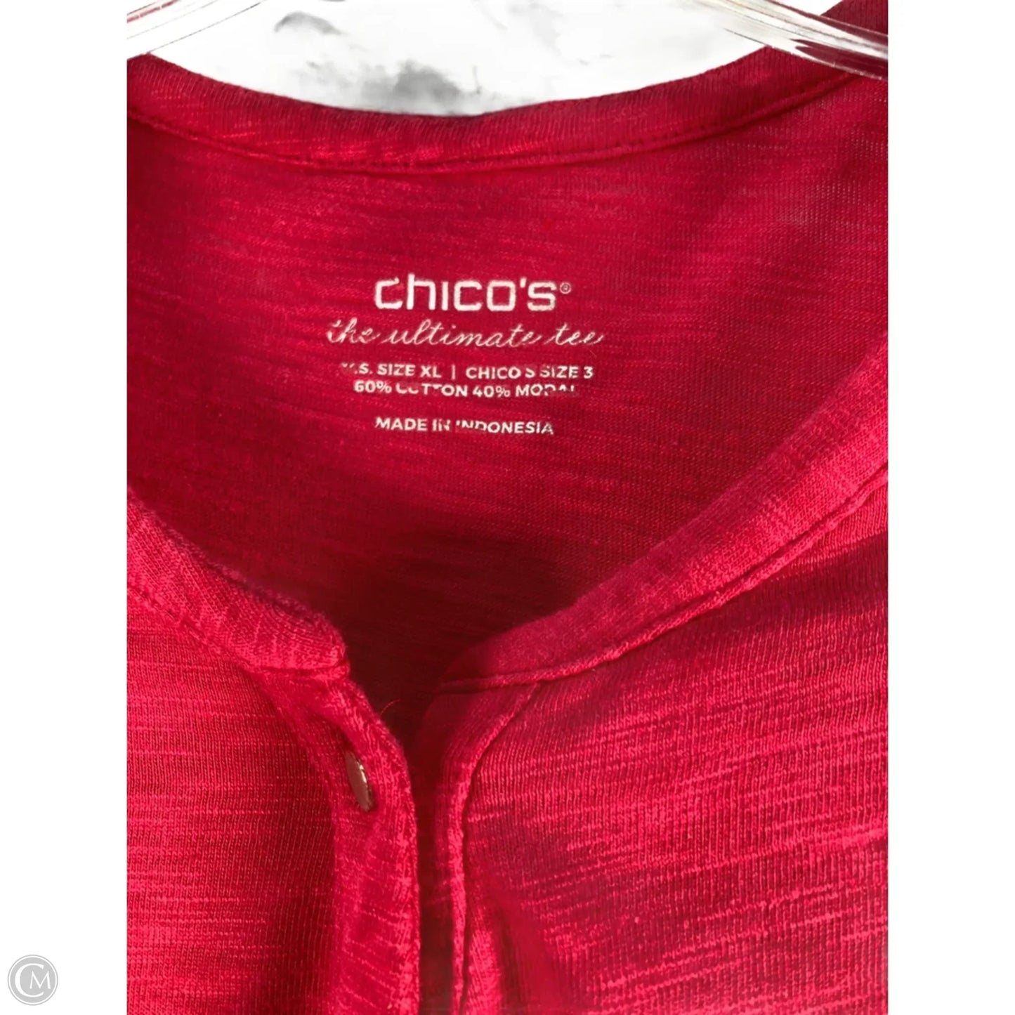 Top 3/4 Sleeve By Chicos In Pink, Size: Xl