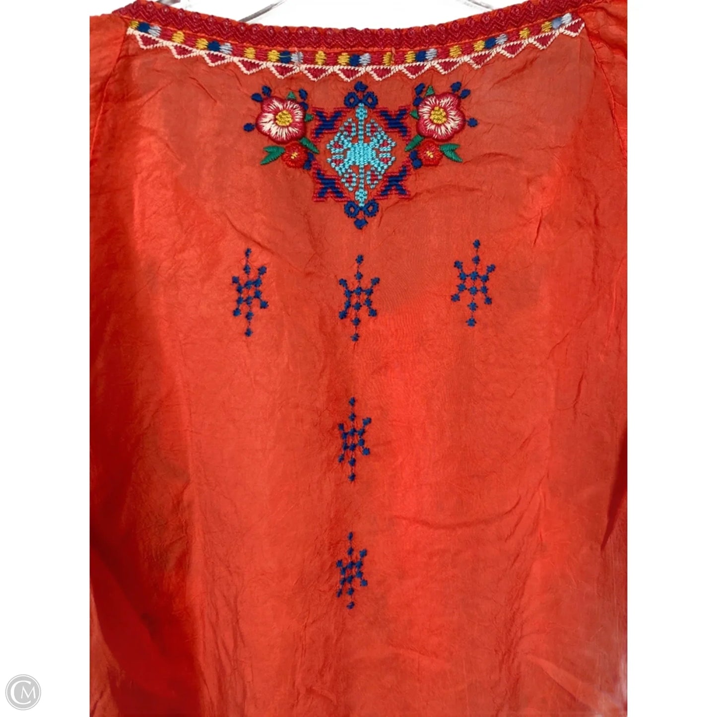 Blouse 3/4 Sleeve By Johnny Was In Orange, Size: Xs