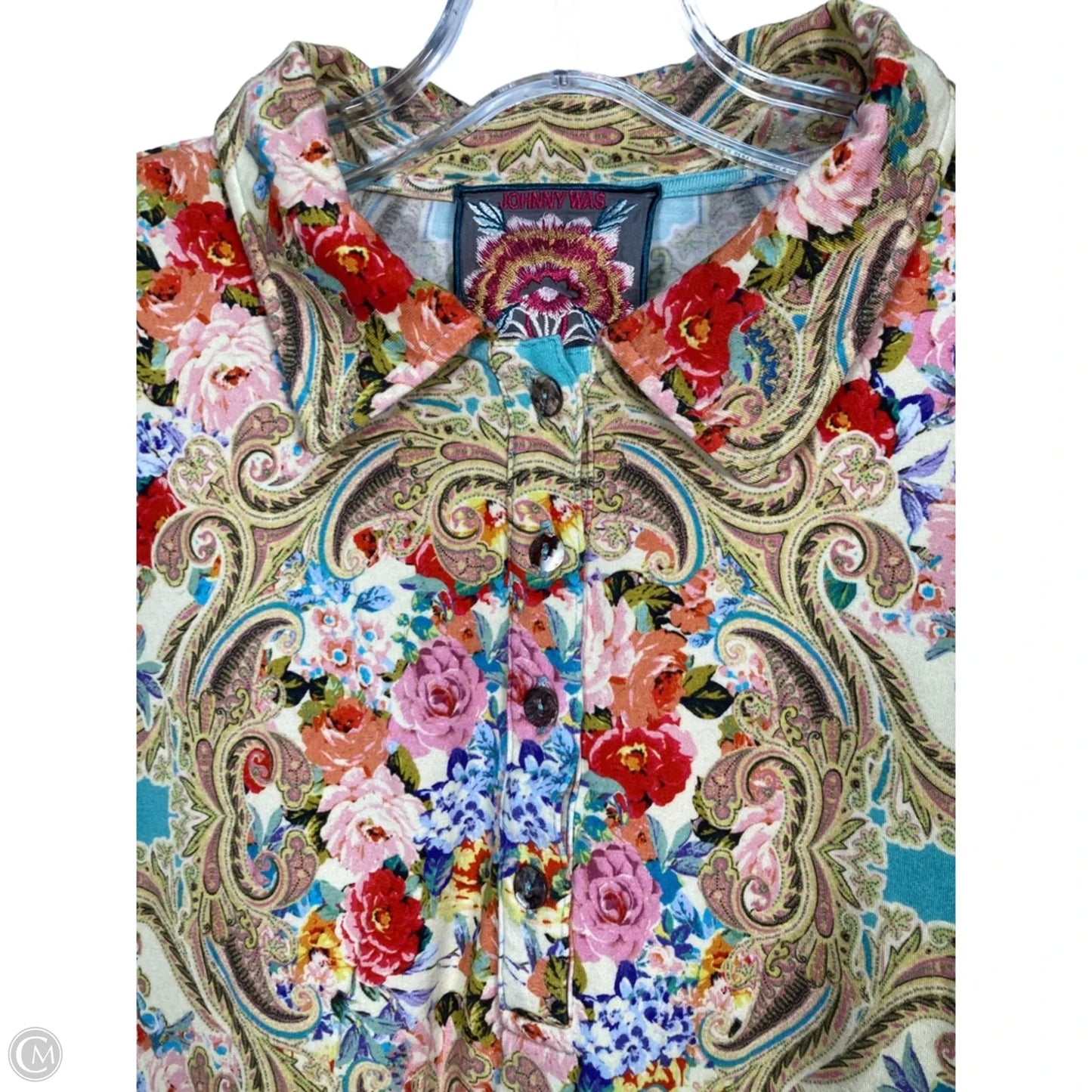 Top Short Sleeve By Johnny Was In Multi-colored, Size: S