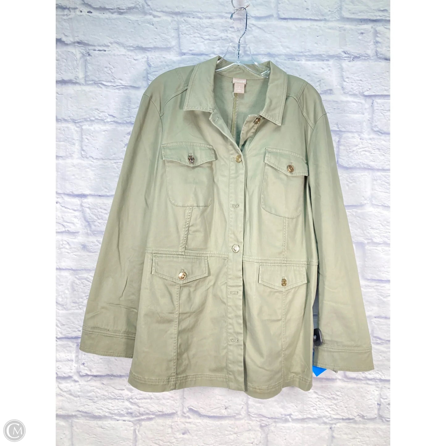 Jacket Utility By Chicos In Green, Size: Xl