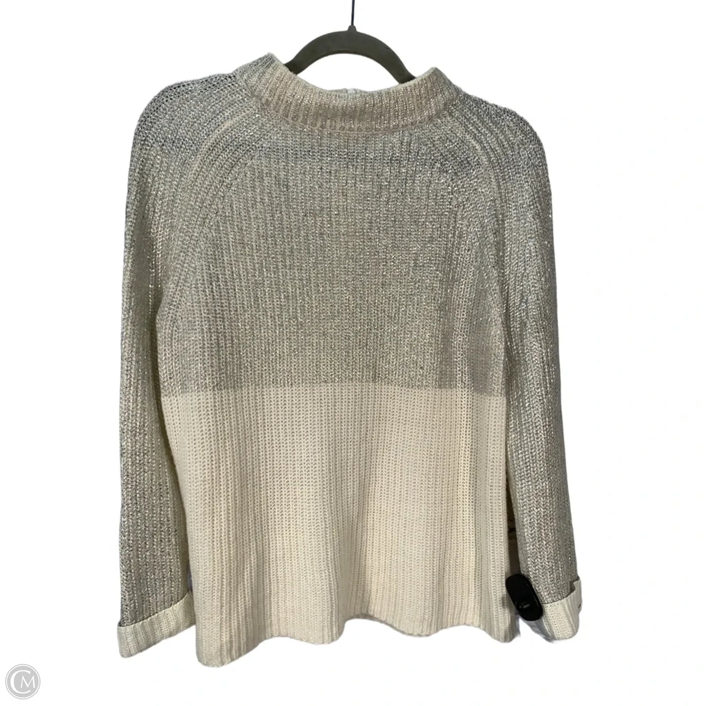 Sweater By Chicos In Cream & Silver, Size: M