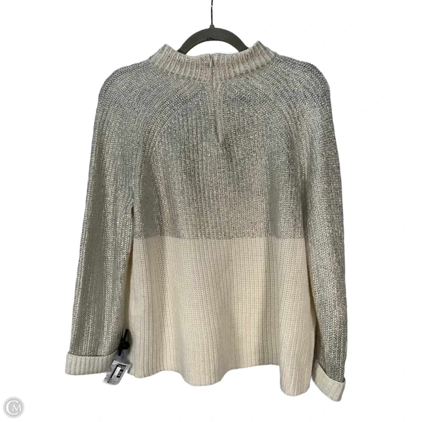 Sweater By Chicos In Cream & Silver, Size: M