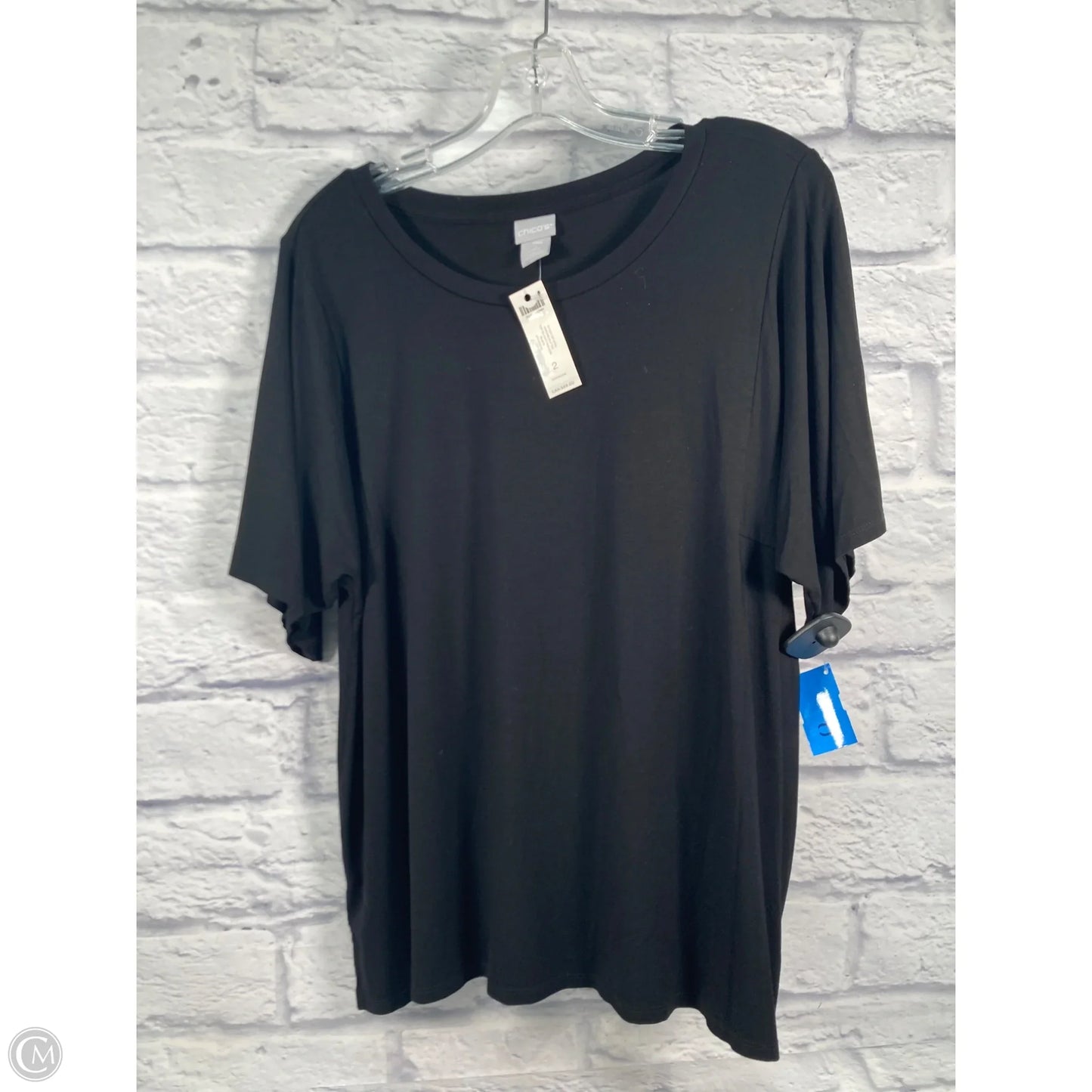Top Short Sleeve Basic By Chicos In Black, Size: L