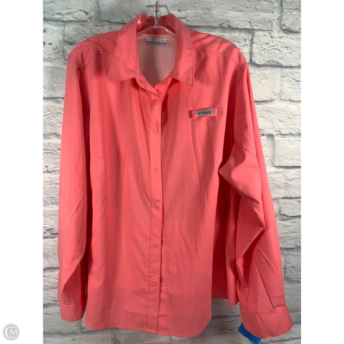 Athletic Top Long Sleeve Collar By Columbia In Pink, Size: 2x