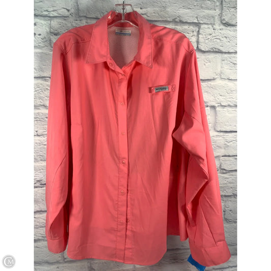 Athletic Top Long Sleeve Collar By Columbia In Pink, Size: 2x
