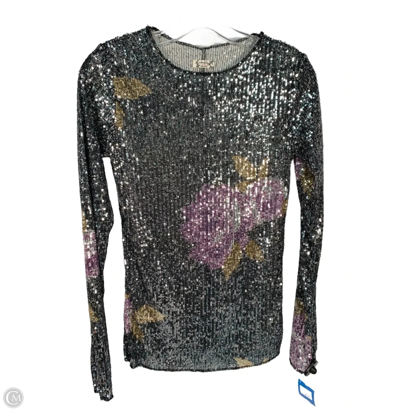 Top Long Sleeve By Free People In Black & Silver, Size: S