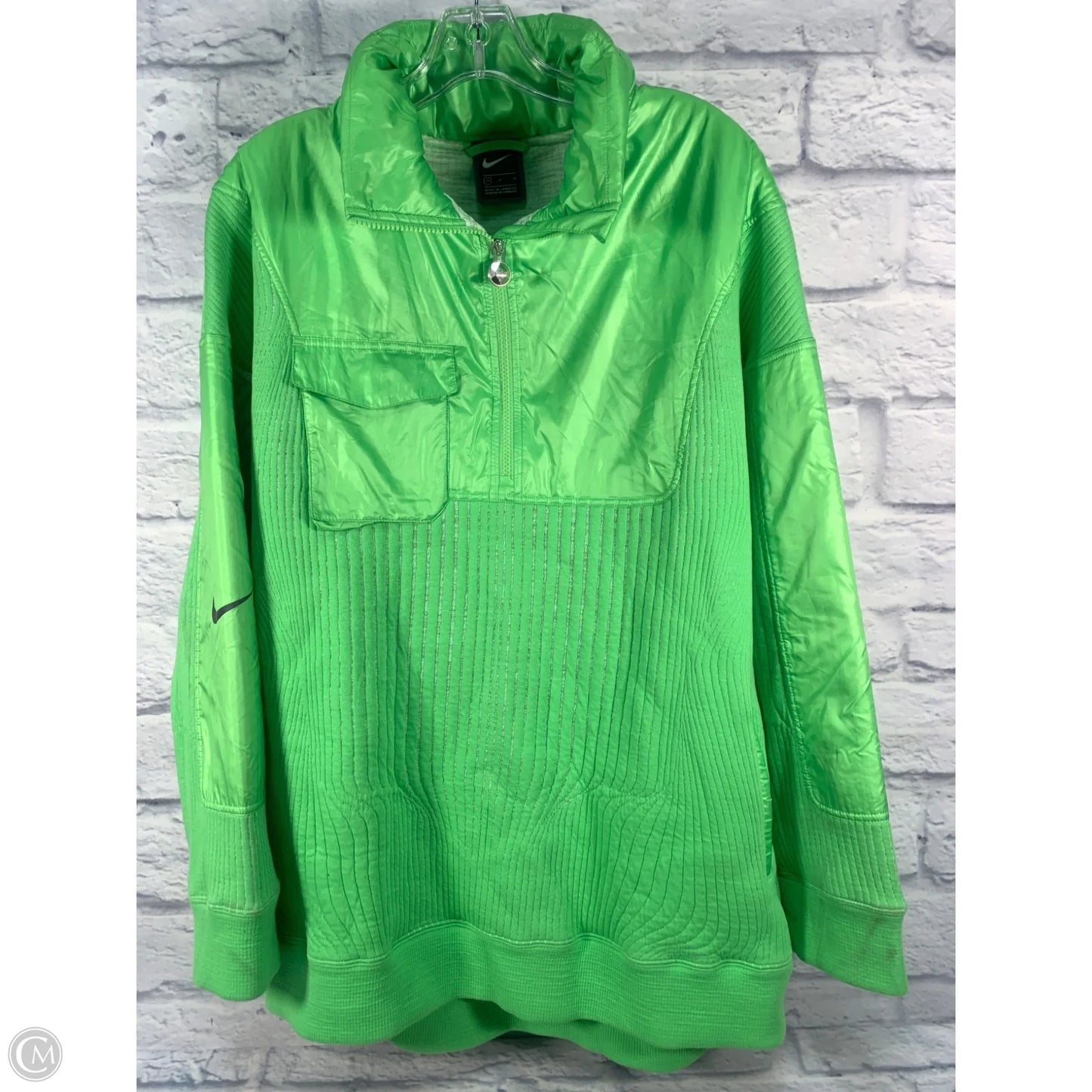 Athletic Jacket By Nike In Green, Size: M