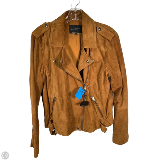 Jacket Moto Leather By Lucky Brand In Brown, Size: L