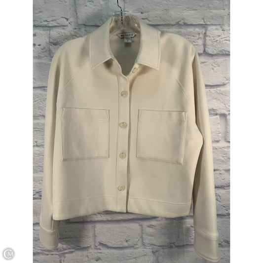 Athletic Top Long Sleeve Collar By Athleta In Cream, Size: S