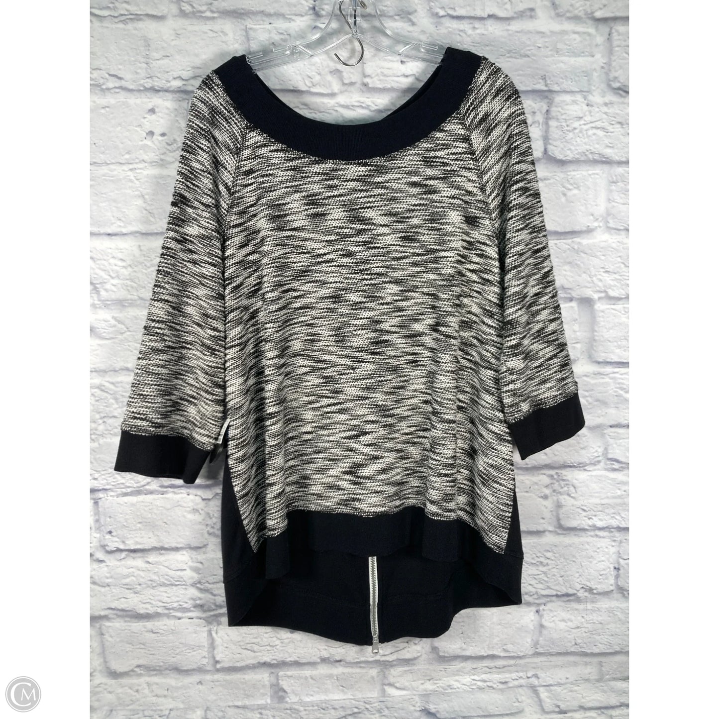 Sweatshirt Crewneck By Chicos In Black & White, Size: Xl
