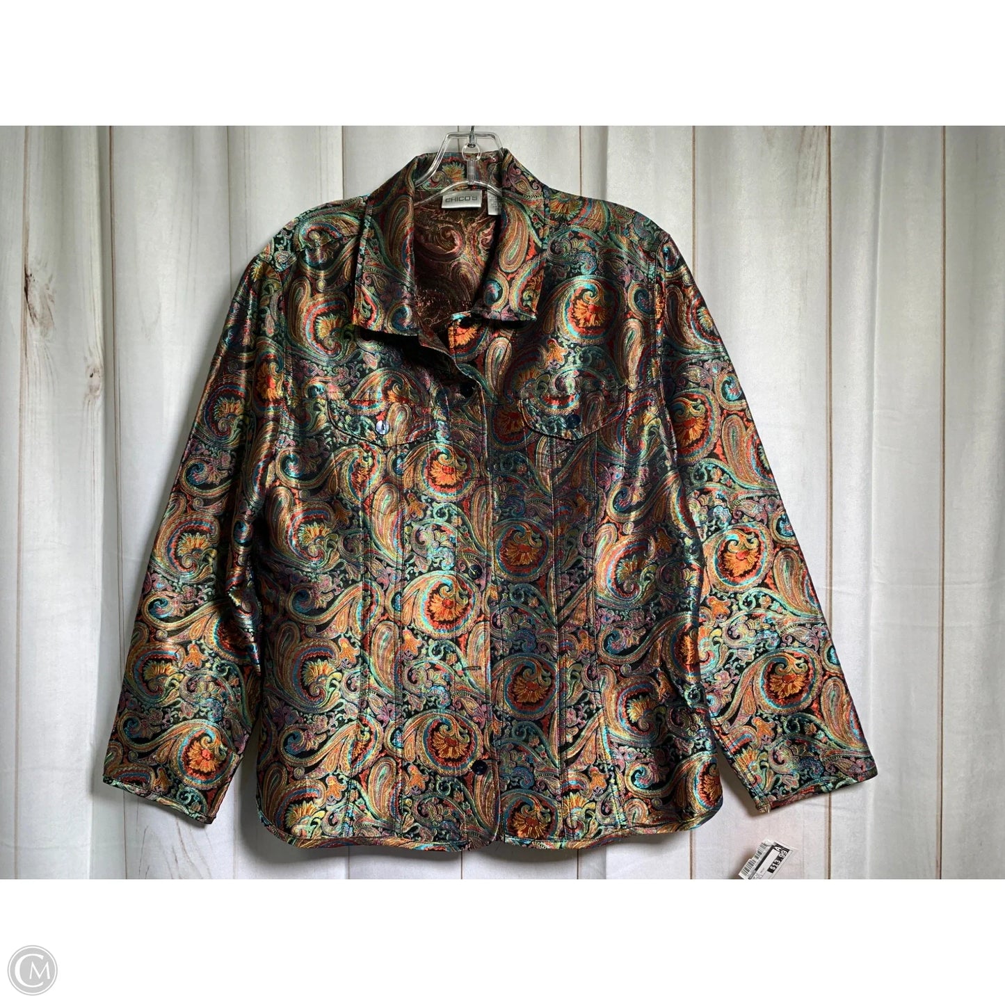 Top Long Sleeve By Chicos In Paisley Print, Size: L