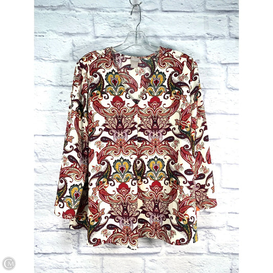 Blouse Long Sleeve By Chicos In Paisley Print, Size: L