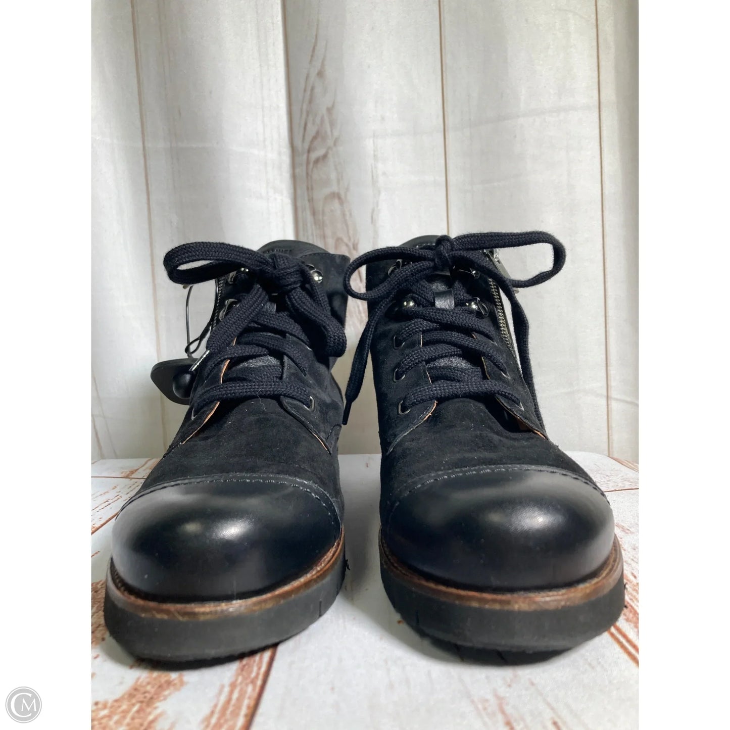 Boots Leather By Clothes Mentor In Black, Size: 9.5