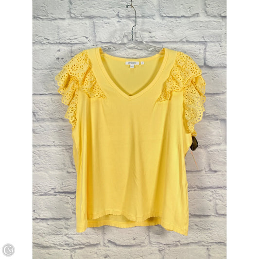 Top Short Sleeve By Chicos In Yellow, Size: L