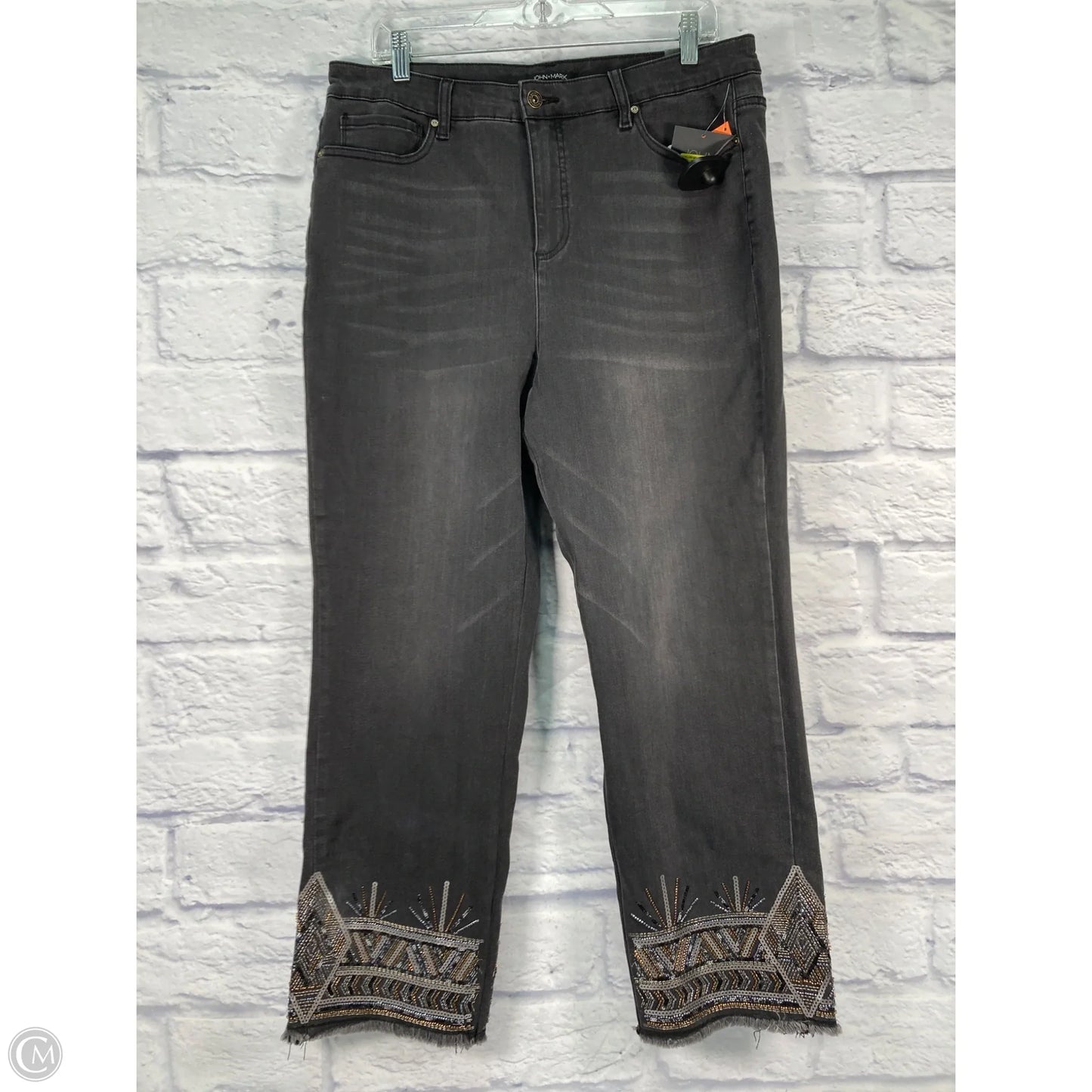 Jeans Straight By John Mark In Black Denim, Size: 16