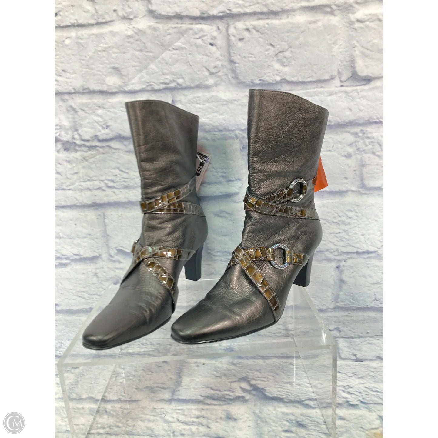 Boots Ankle Heels By Brighton In Bronze, Size: 8