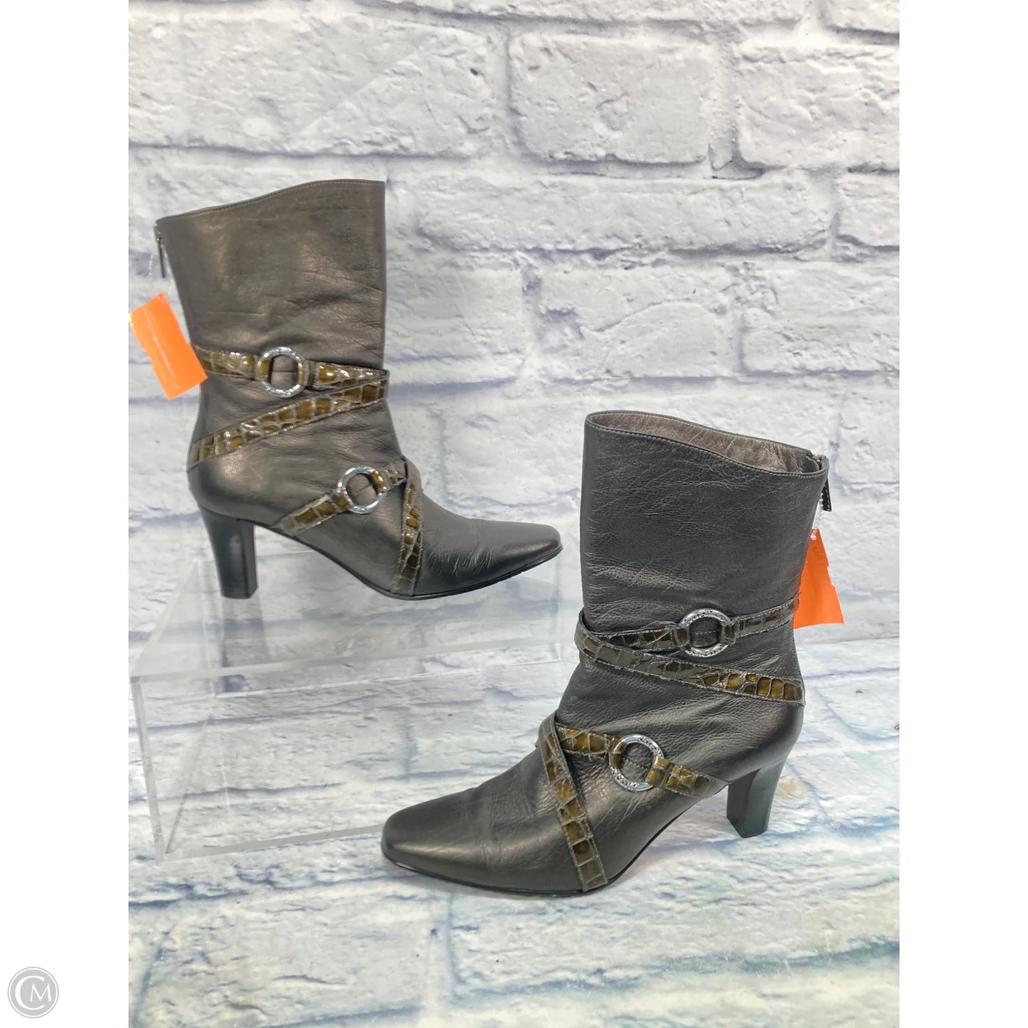 Boots Ankle Heels By Brighton In Bronze, Size: 8