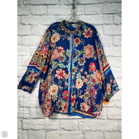Blouse Long Sleeve By Johnny Was In Floral Print, Size: Xl