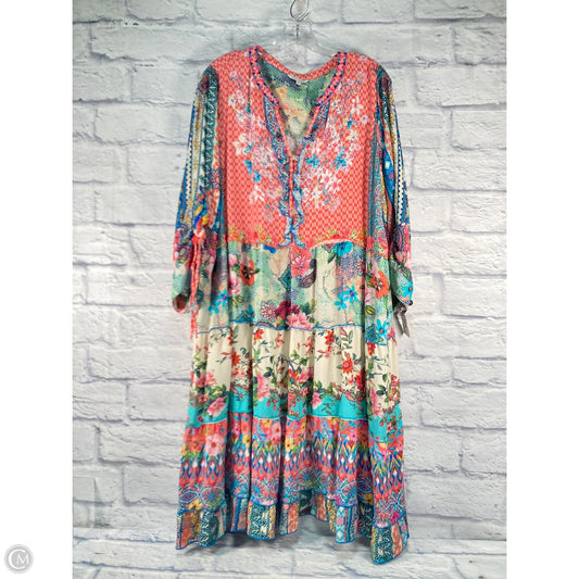 Dress Casual Midi By John Mark In Floral Print, Size: 1x