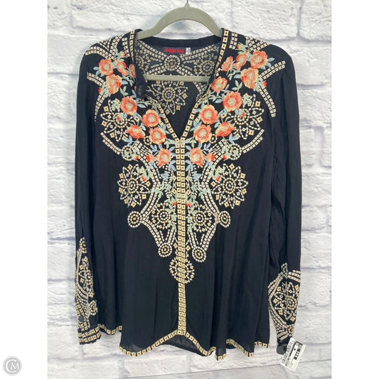 Blouse Long Sleeve By Johnny Was In Black, Size: Xs