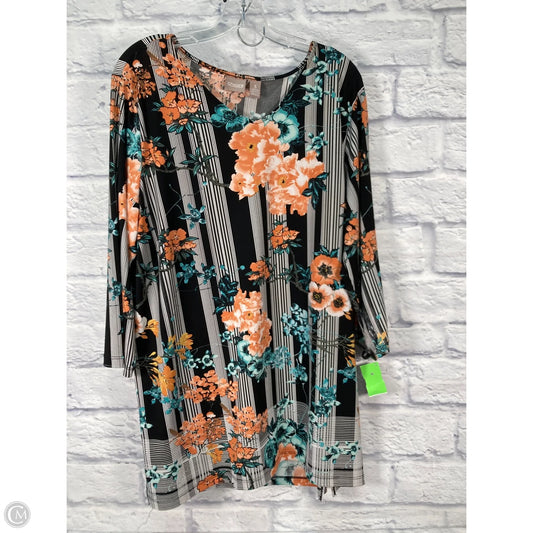 Tunic 3/4 Sleeve By Chicos In Floral Print, Size: Xl