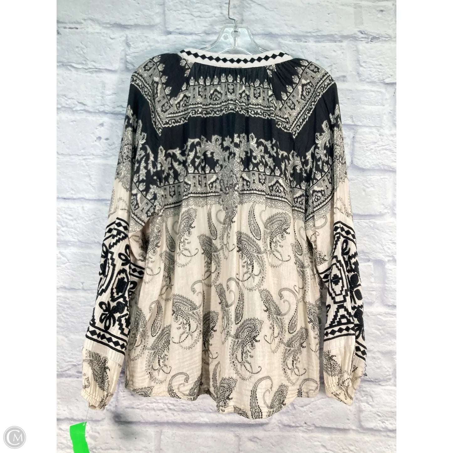 Top Long Sleeve By Tolani In Black & Cream, Size: Xl