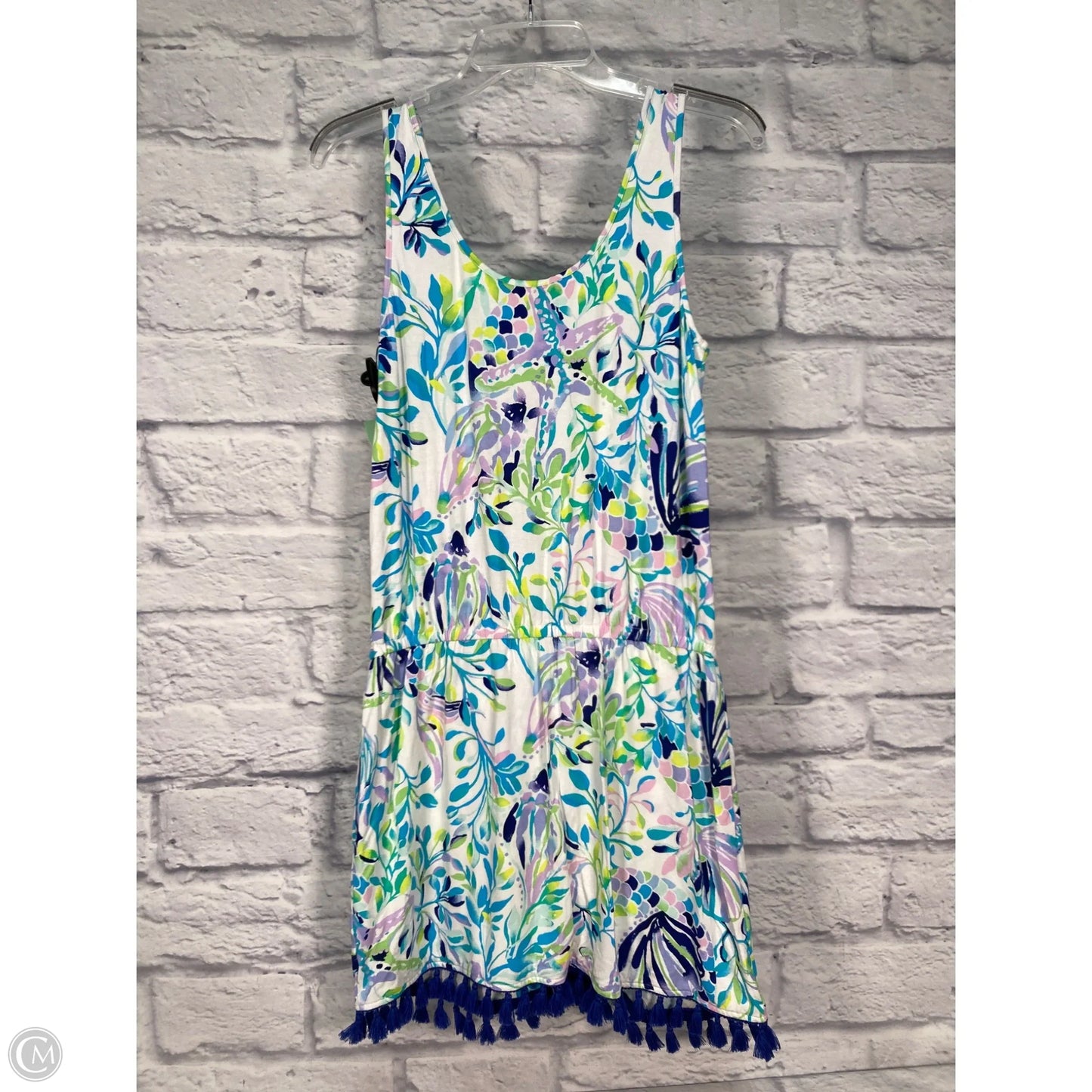 Romper Designer By Lilly Pulitzer In Blue & White, Size: M
